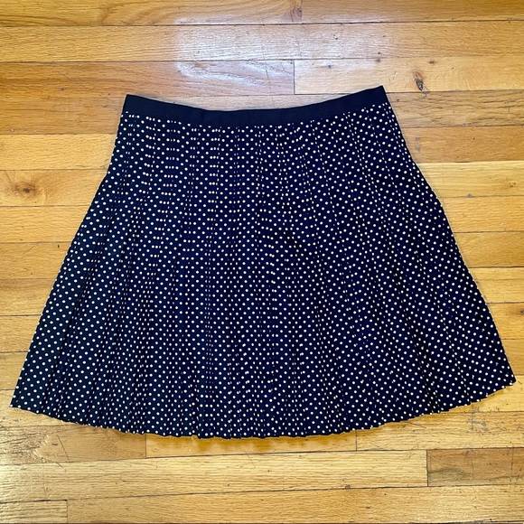 NWOT J. Crew Navy Polka Dot Pleated Skirt - Picture 1 of 4